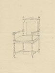 32556 Afbeelding van een stoel voor koning Willem II voor het diner, aan hem aangeboden tijdens zijn bezoek aan Utrecht ...
